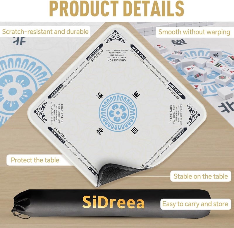 SiDreea Mahjong Mat, 32.4×32.4 Inch Noise Reduction Anti-Slip Mahjong Mat for Table, Mahjong Table Mat for Poker, Card, Board Games Table Mat, Tile Games, Dominoes - Image 5